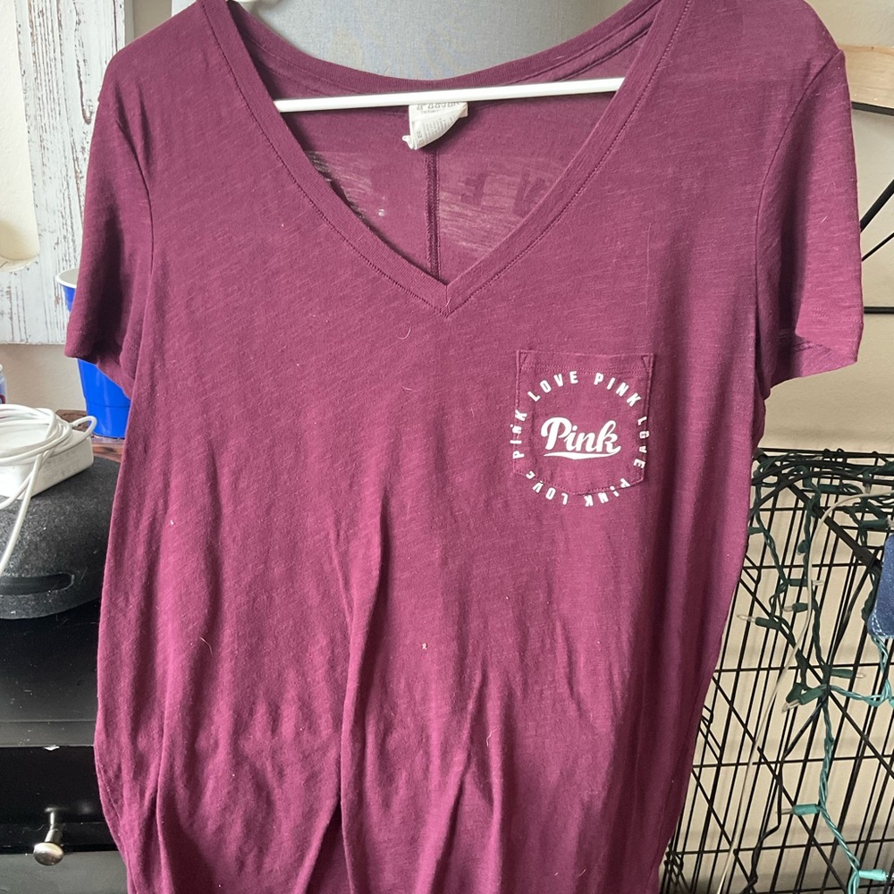 PINK Tshirt Maroon, size S